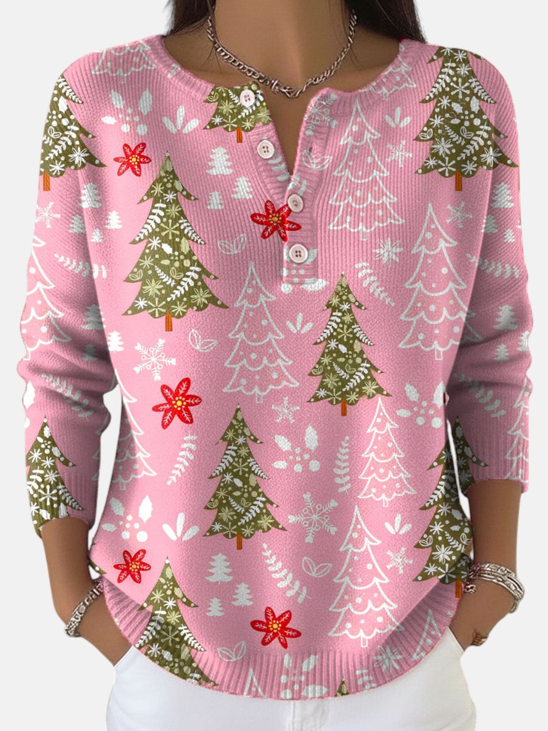Sofie | Sweter Bożonarodzeniowy z Guzikami