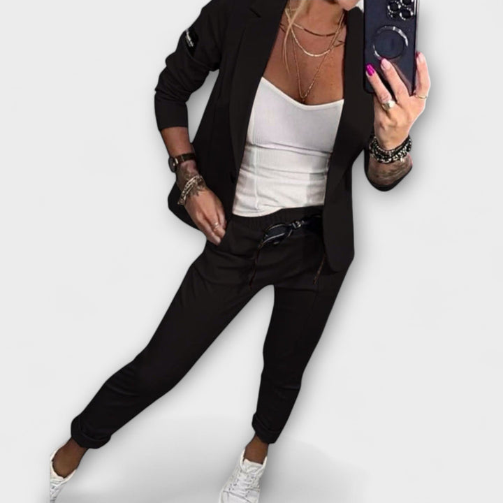 Vionne | Elegancki zestaw topu, kurtki i spodni