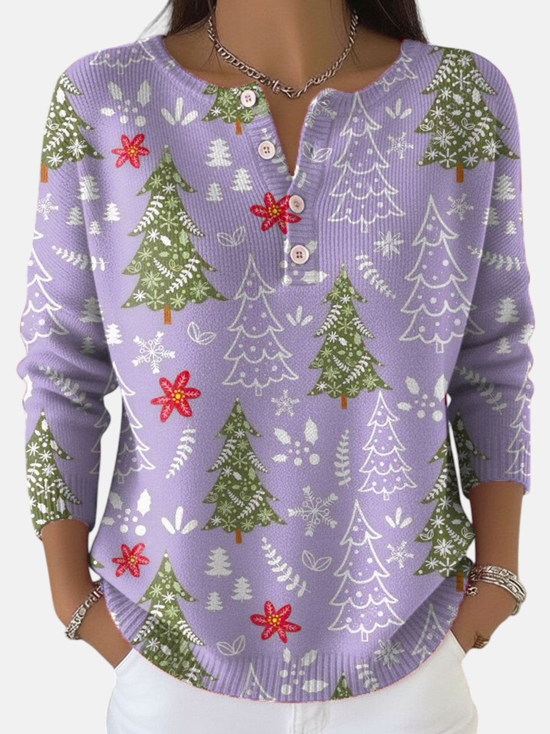 Sofie | Sweter Bożonarodzeniowy z Guzikami